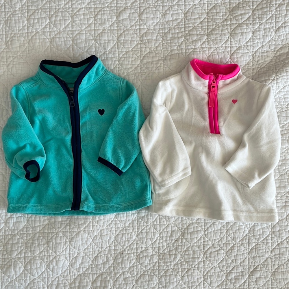 Baby girl zip up and 3/4 zip fleece pullover